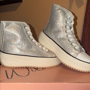Silver High-Top Sneakers